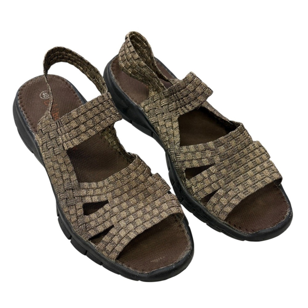 Bernie Mev Cindy Bronze Woven Stretch Sandals Travel Slingback Resort Shoes 40